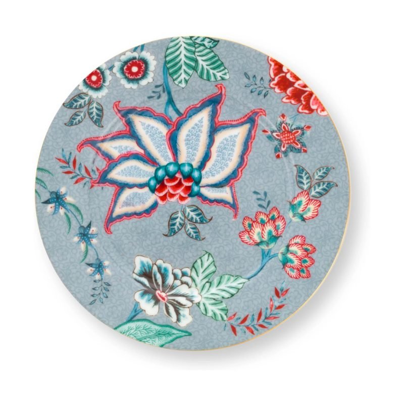 Pip Studio Flower Festival Mavi Pasta Tabağı 17 Cm