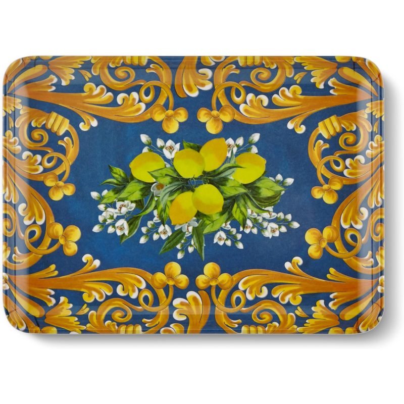 Chiara Alessi Capri Mavi Limonlu Servis Tabağı 17,5*24 Cm