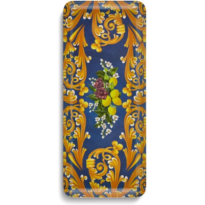 Chiara Alessi Capri Mavi Üzümlü Limonlu Servis Tabağı 35,5*15 Cm