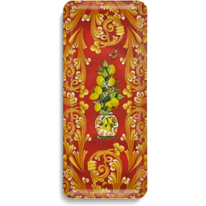 Chiara Alessi Capri Kırmızı Limonlu Servis Tabağı 35,5*15 Cm