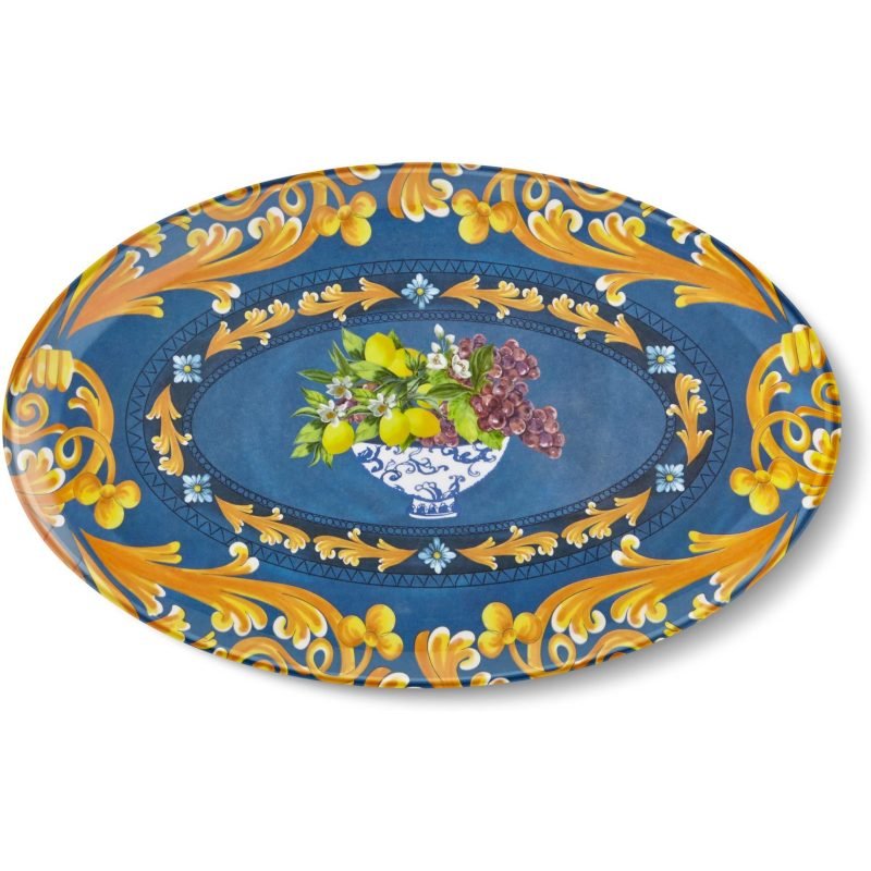 Chiara Alessi Capri Mavi Oval Servis Tabağı 34*21,5 Cm