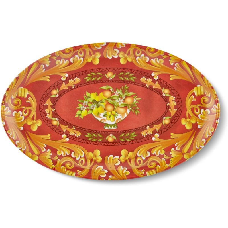 Chiara Alessi Capri Kırmızı Oval Servis Tabağı 34*21,5 Cm