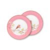 Pip Studio Pembe Kuşlu Tabak İkili Floral 21 cm
