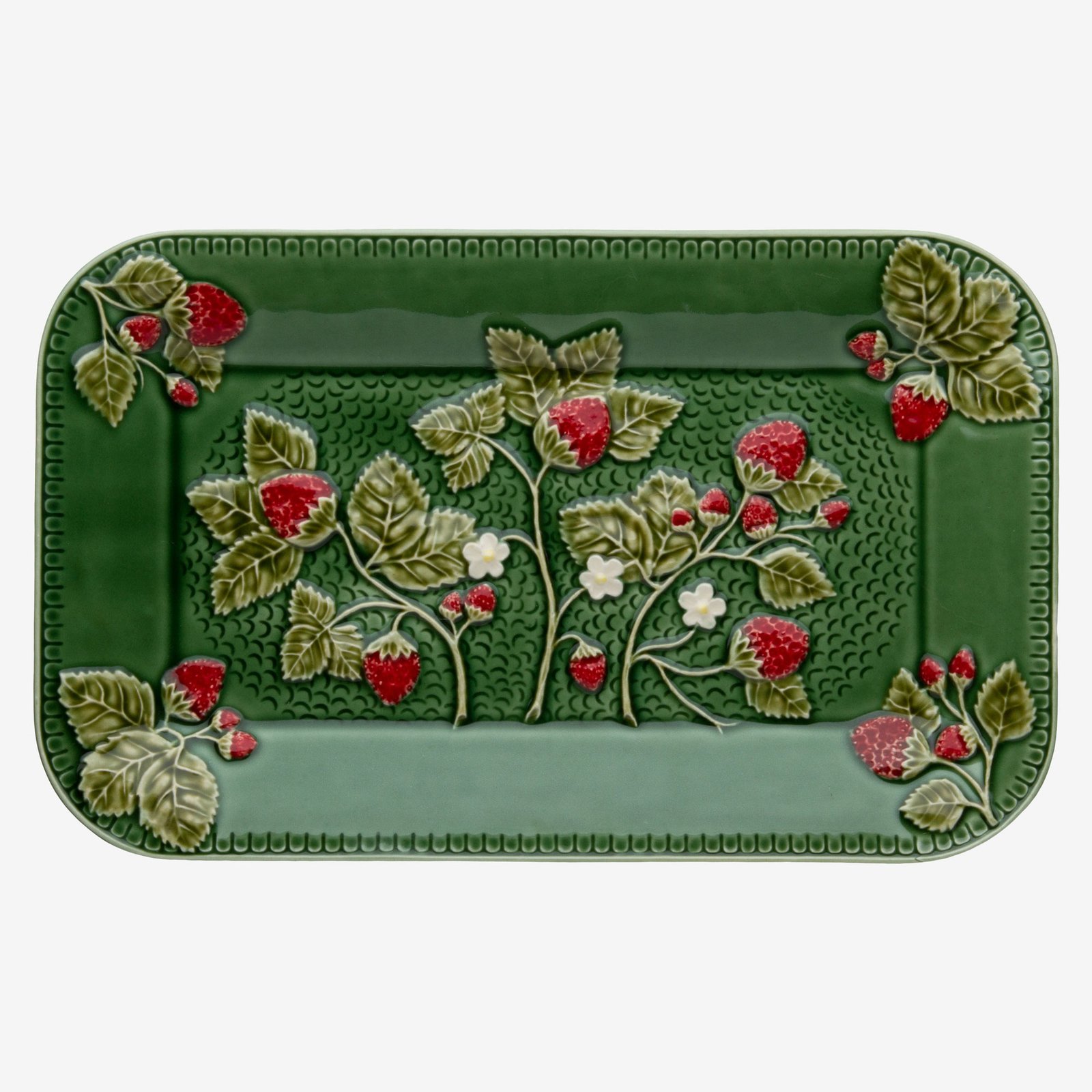 Bordallo Pinheiro Strawberries Yeşil Seramik Servis Tabağı 34 Cm