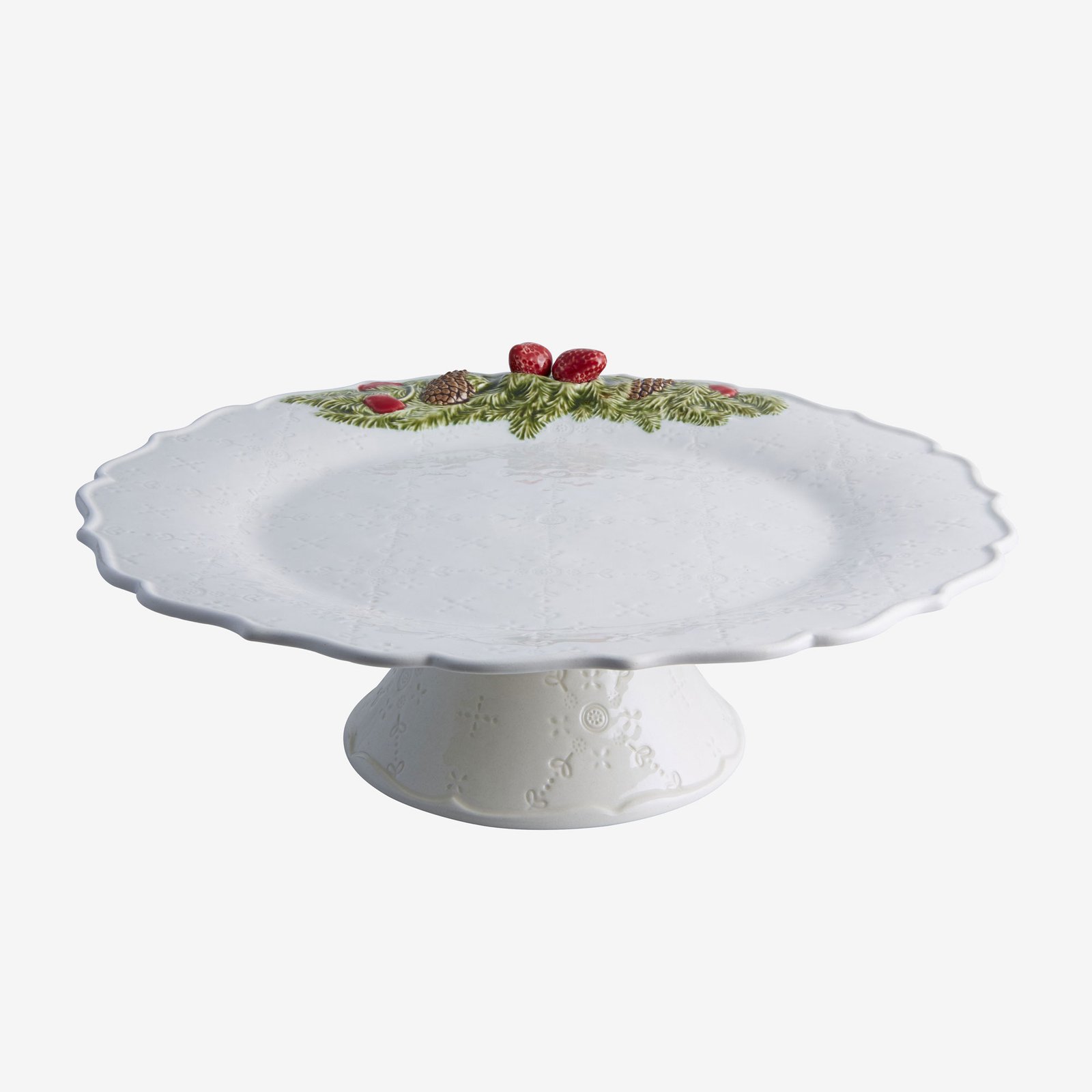 Bordallo Pinheiro Garland Beyaz Seramik Kek Standı 35,5 Cm