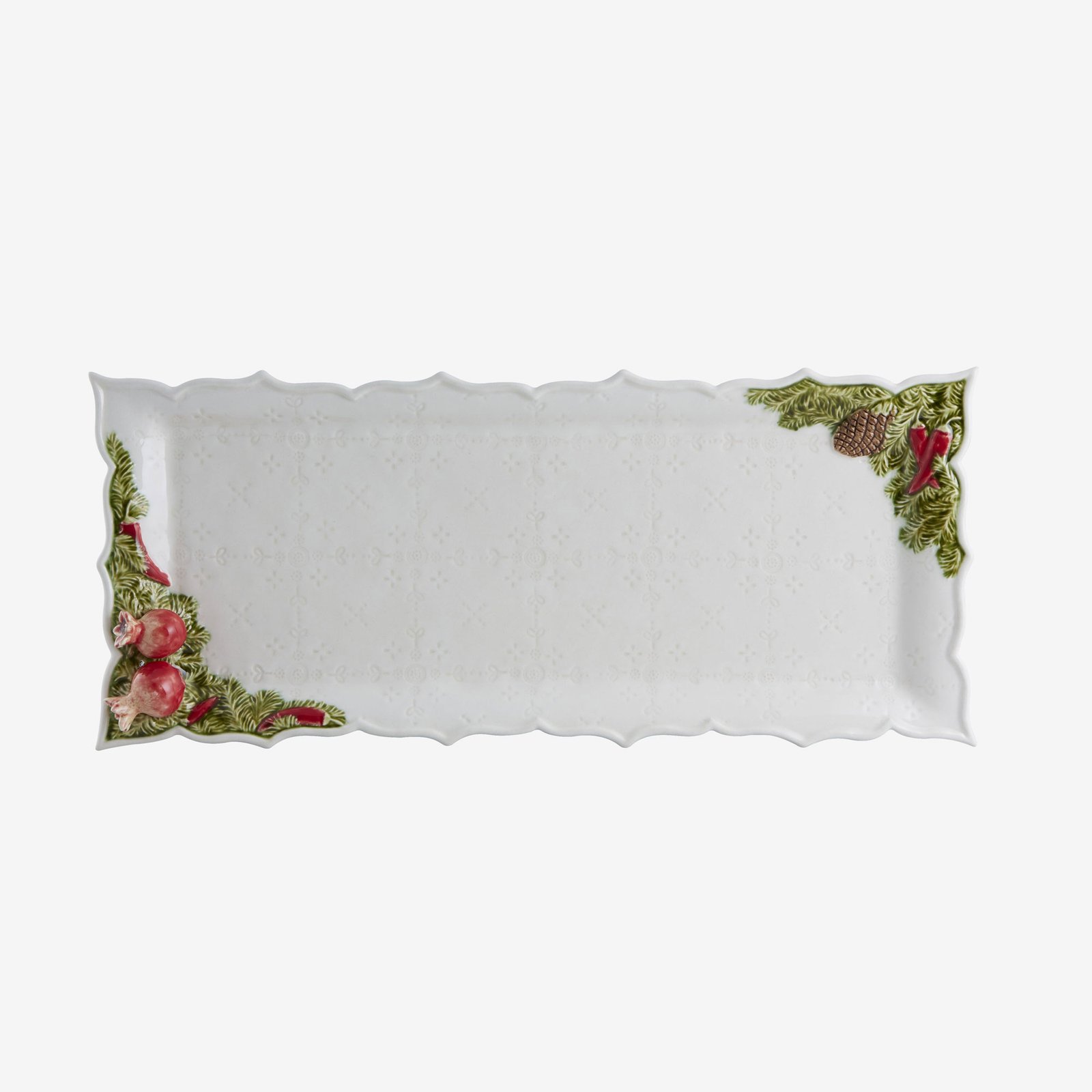Bordallo Pinheiro Garland Beyaz Seramik Servis Tabağı 43 Cm