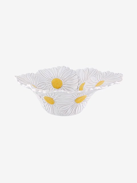 Bordallo Pinheiro Maria Flor Beyaz Seramik Servis Kasesi 27 Cm