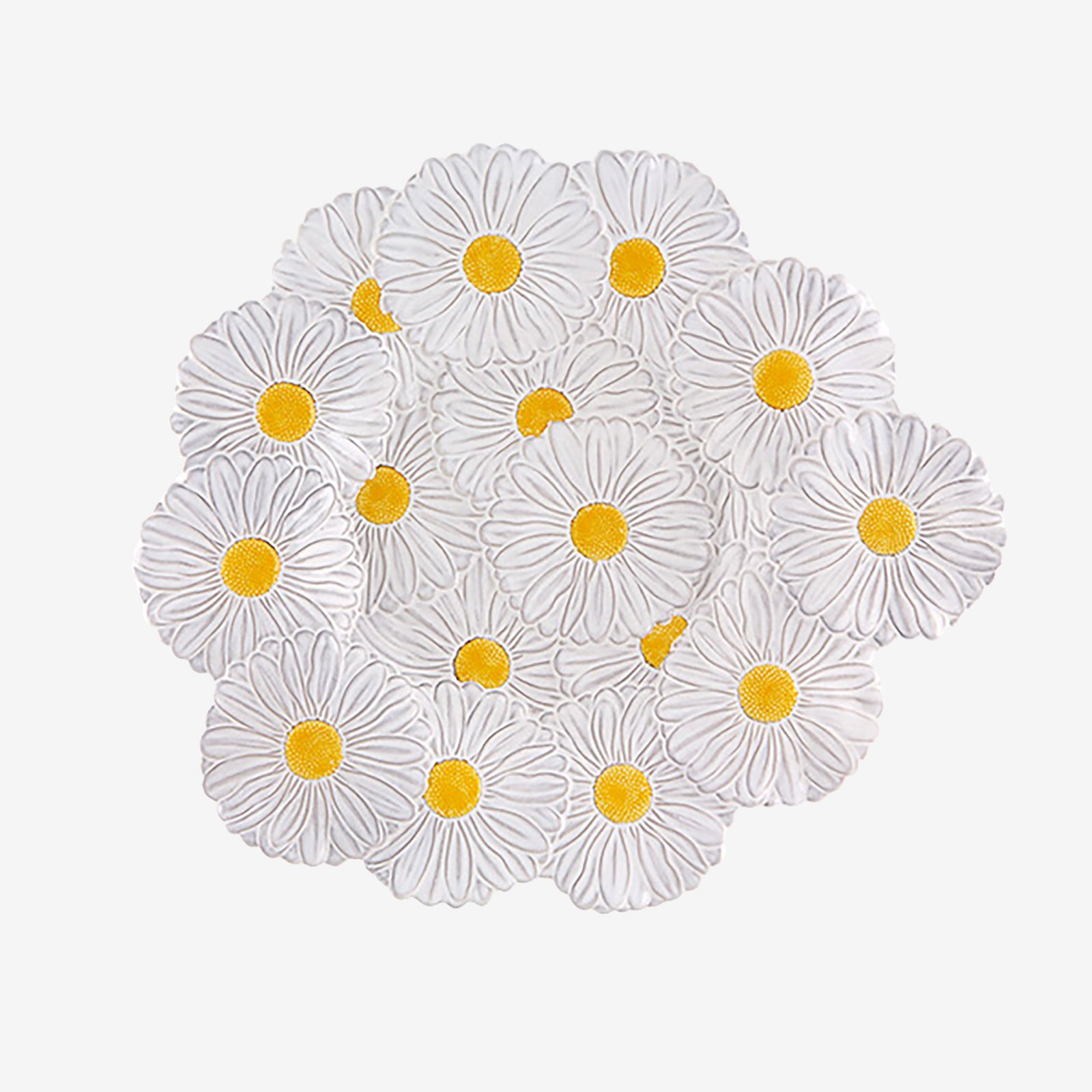 Bordallo Pinheiro Maria Flor Beyaz Seramik Servis Tabağı 47 Cm