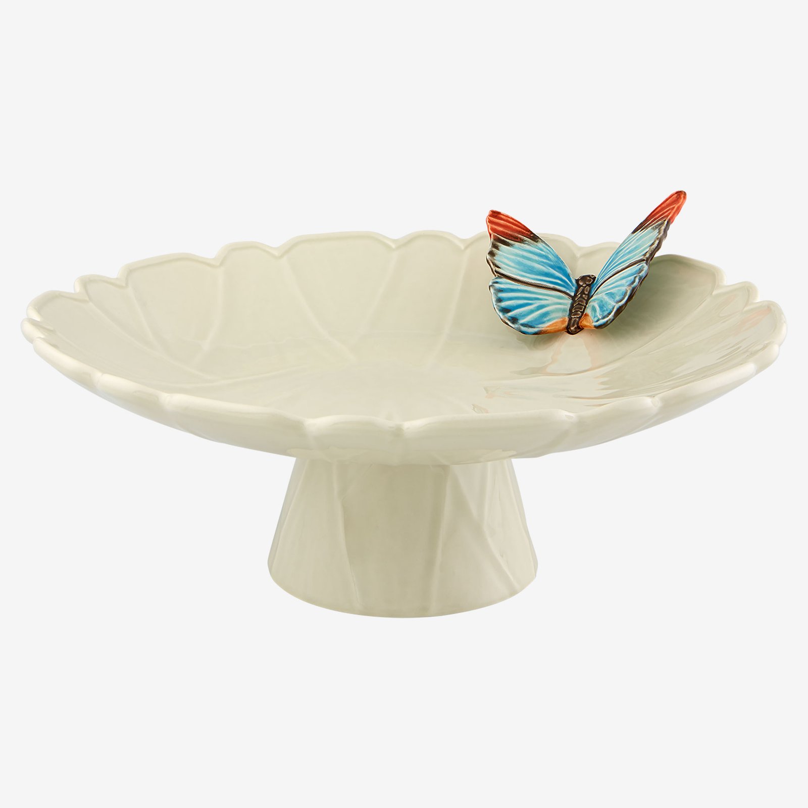 Bordallo Pinheiro Cloudy Butterflies Beyaz Seramik Kek Standı 39 Cm