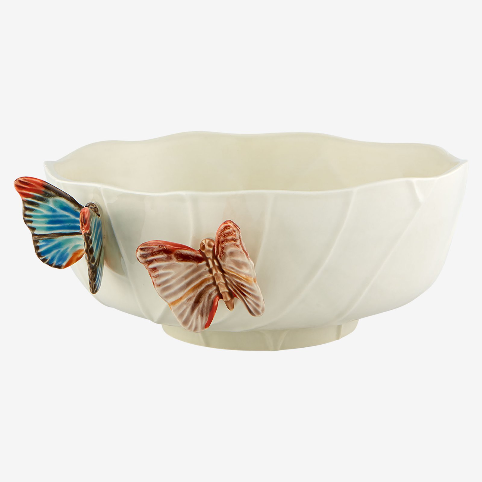 Bordallo Pinheiro Cloudy Butterflies Beyaz Seramik Servis Kasesi 33 Cm
