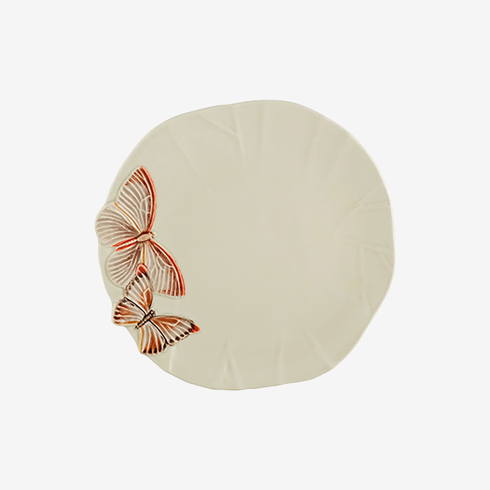 Bordallo Pinheiro Cloudy Butterflies Beyaz Seramik Yemek Tabağı 28 Cm