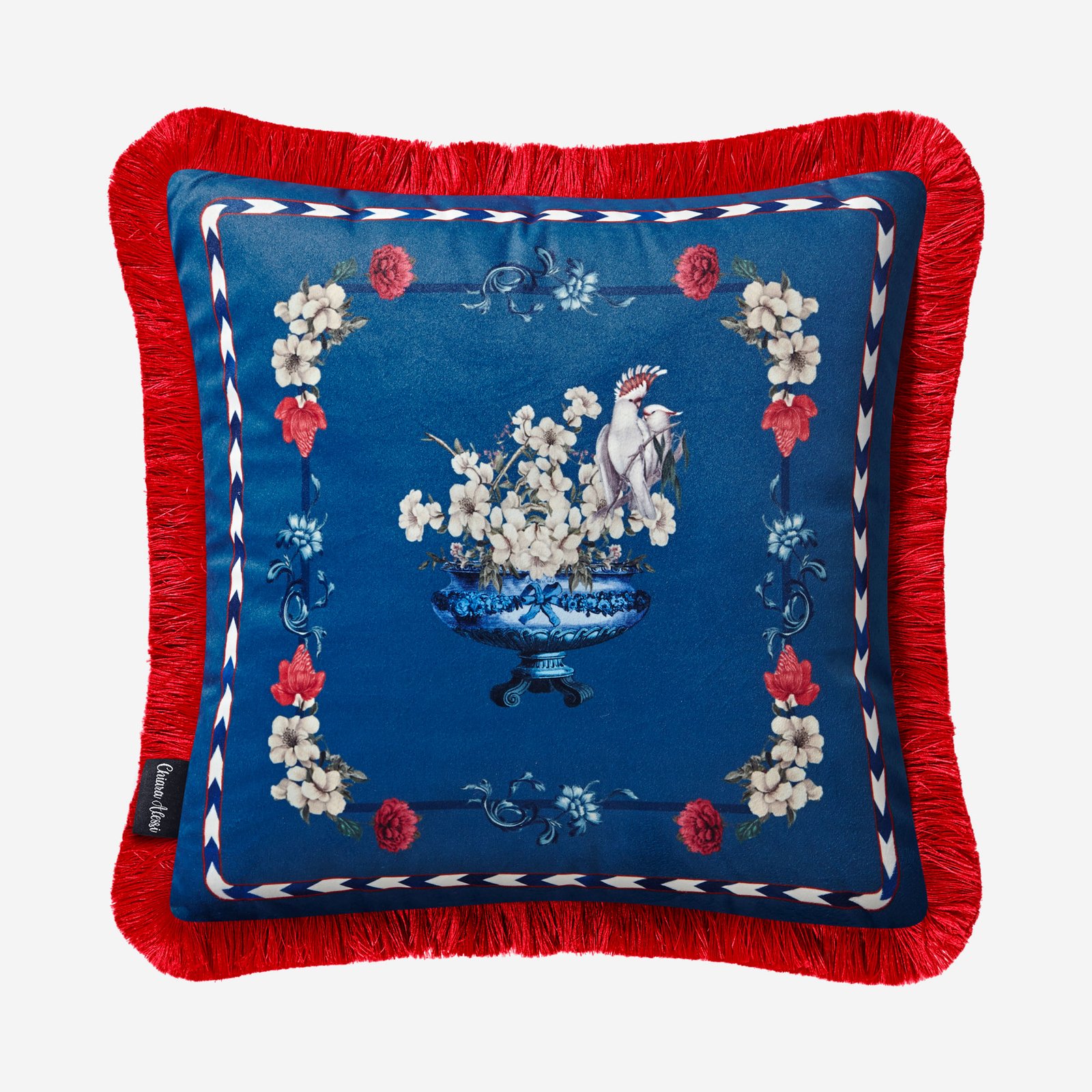 Chiara Alessi Mavi Kadife Dekoratif Yastık 45x45 Cm