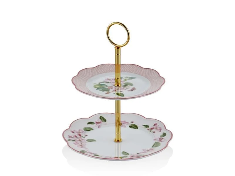 Tea Delight Horticool Pink - 2 Katlı Kek Standı