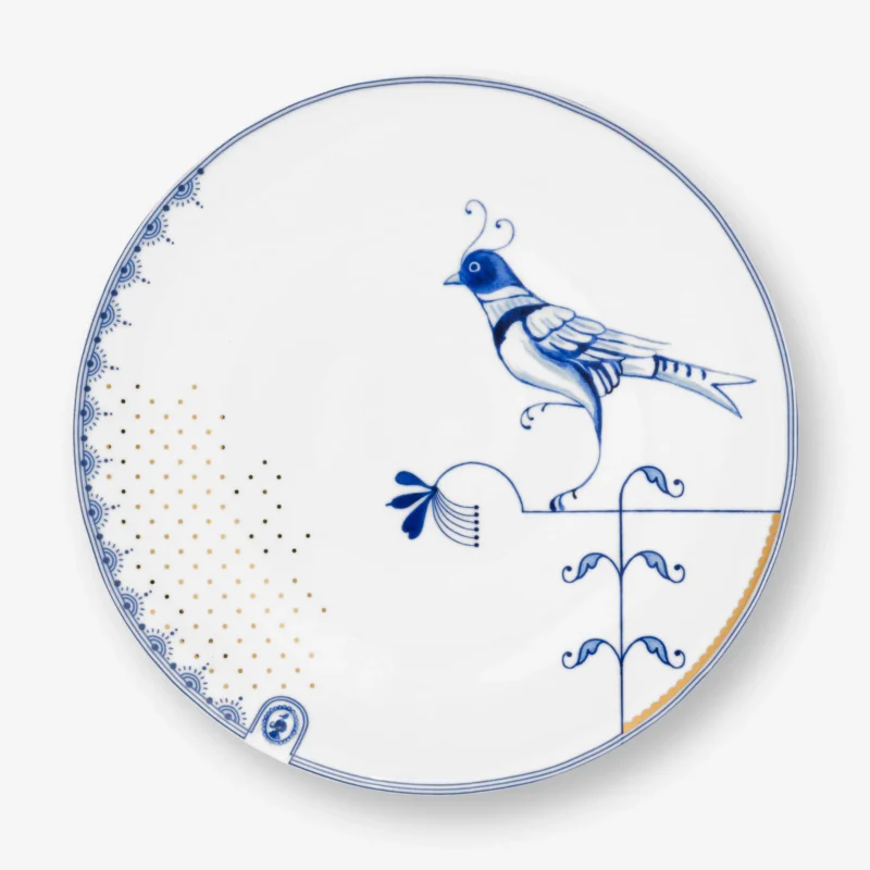 Pip Sudio Blue Bird Beyaz Porselen Yemek Tabağı 25,5 Cm