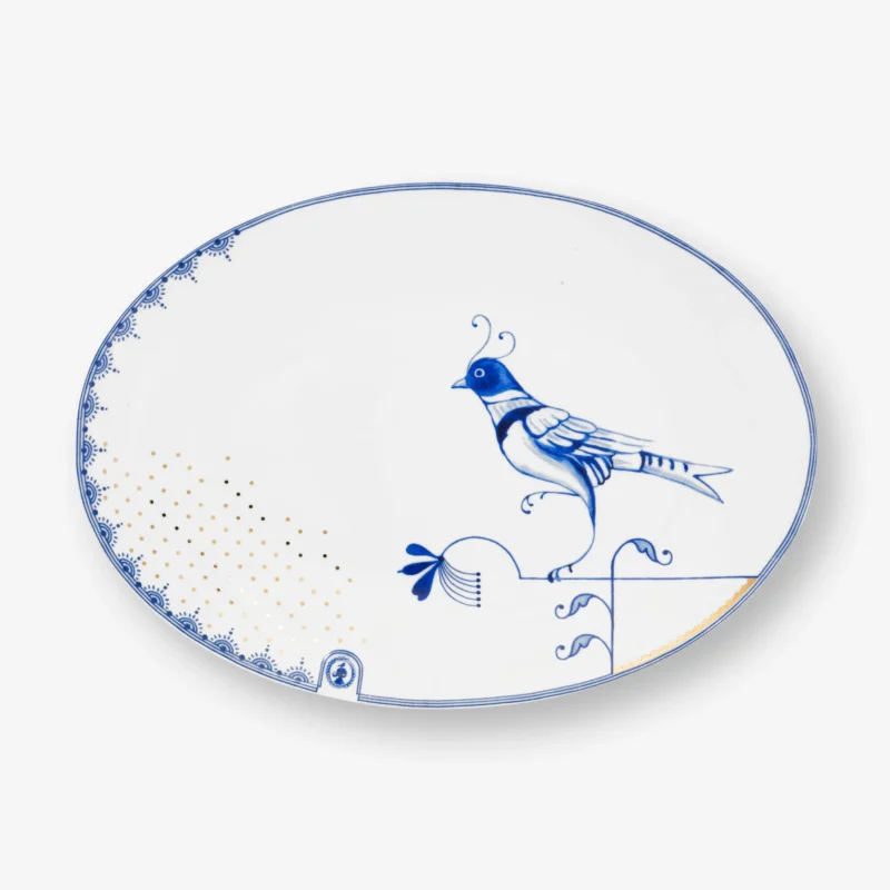 Pip Sudio Blue Bird Beyaz Porselen Servis Tabağı 30x21,5 Cm