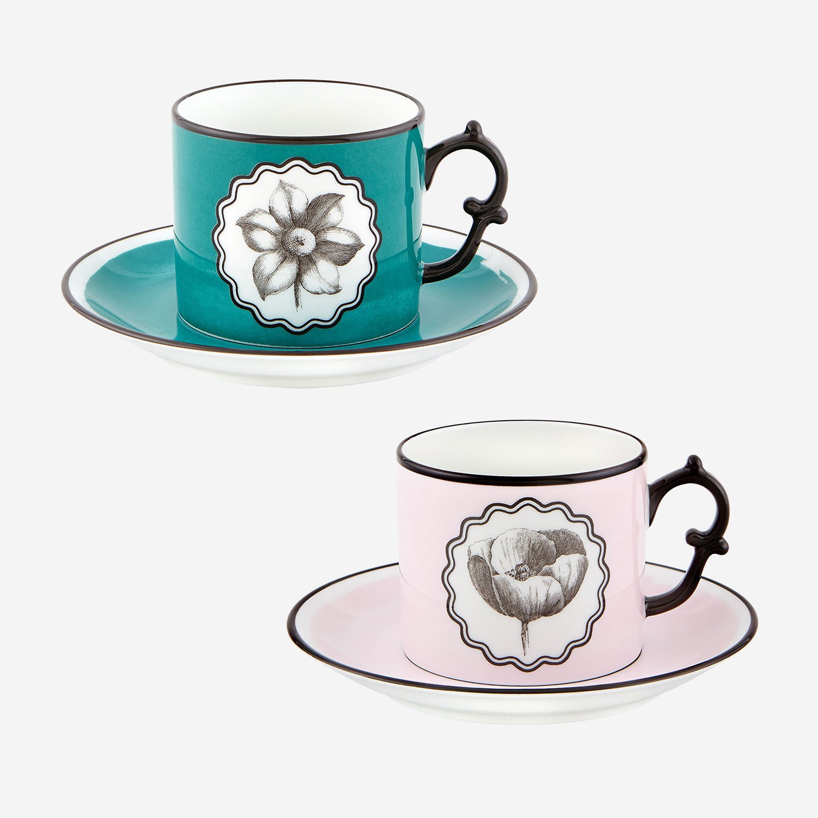 Vista Alegre Herbariae Mavi Pembe Porselen Çay Fincan Seti 225 Ml