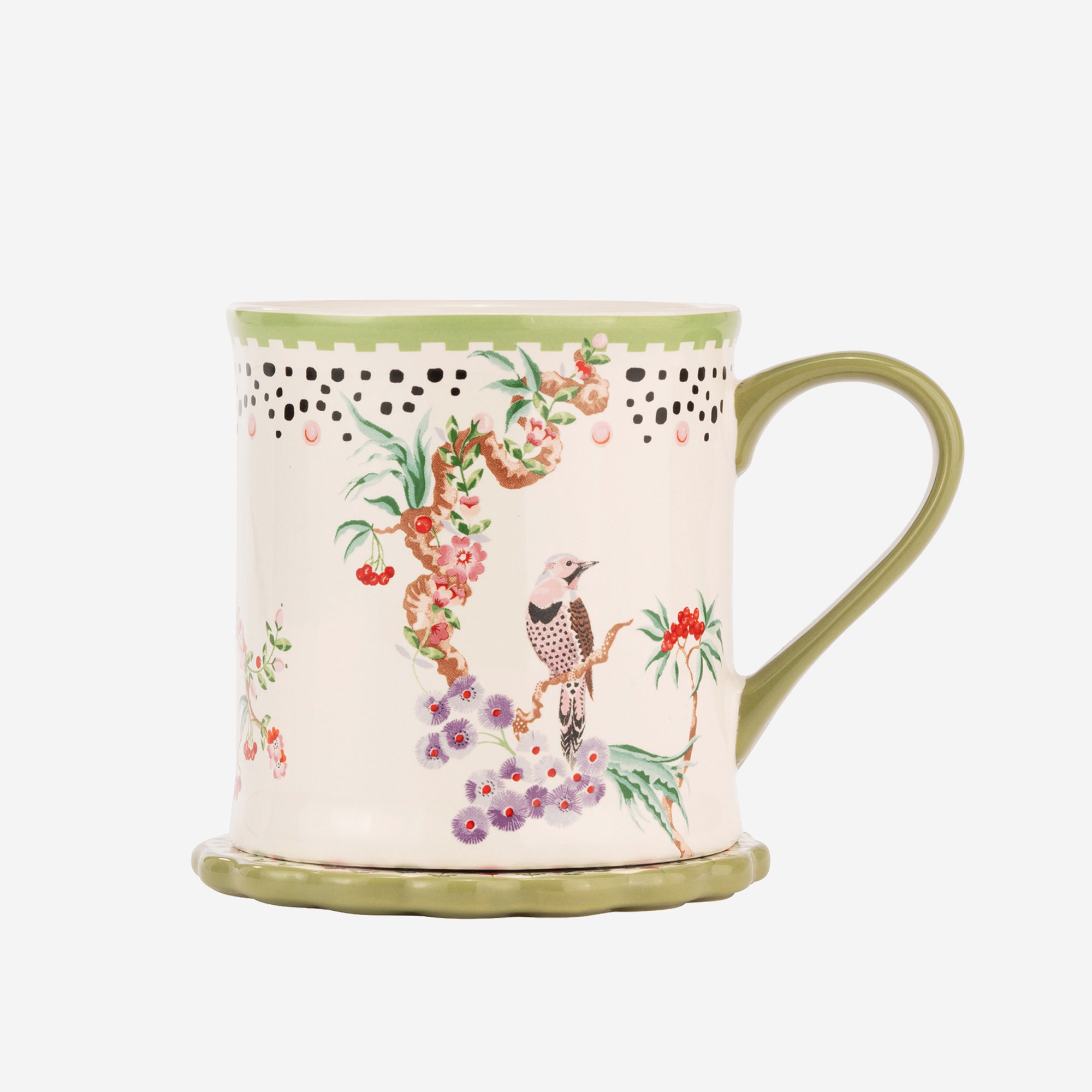Cath Kidston Spring Birds Yeşil Porselen Kupa 275 Ml
