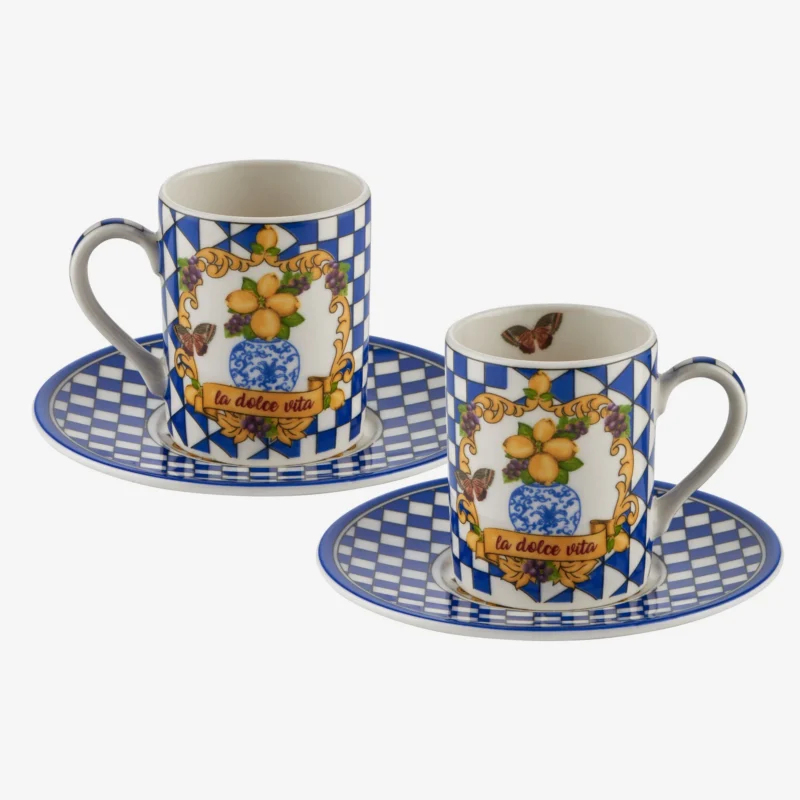 Chiara Capri Mavi Porselen Kahve Fincan Seti 110 Ml