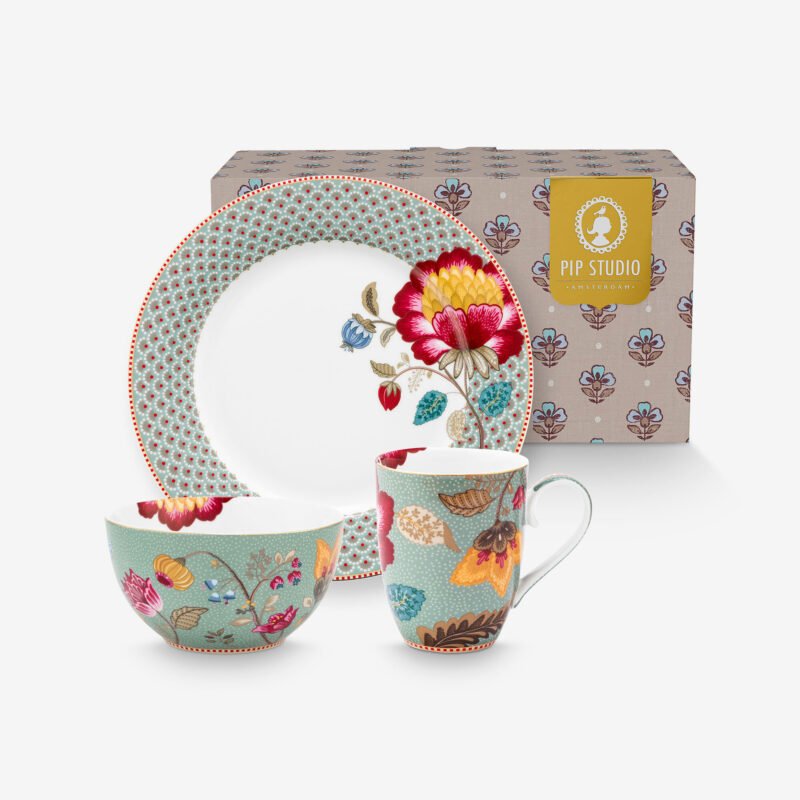 Pip Studio Fantasy Blooming Tales Mavi Porselen Kahvaltı Seti 21 Cm