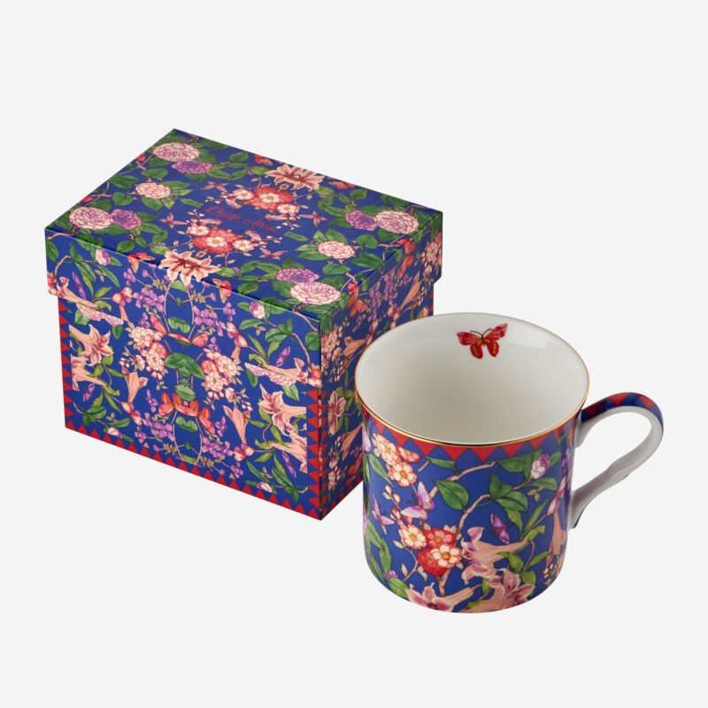 Chiara Alessi Flower Garden Mavi Porselen Kupa 300 Ml