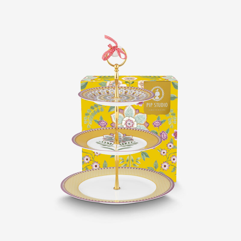 Pip Studio Lily & Lotus Sarı Porselen Kek Standı 26,5 Cm