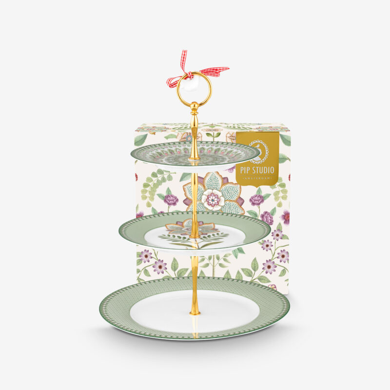 Pip Studio Lily & Lotus Yeşil Porselen Kek Standı 26,5 Cm