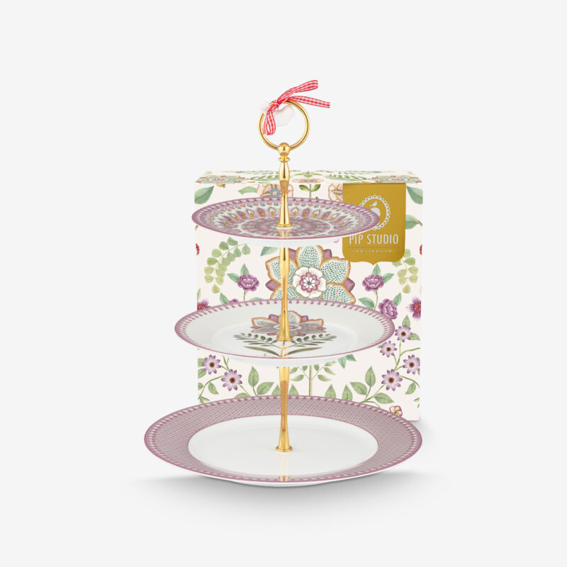 Pip Studio Lily & Lotus Mor Porselen Kek Standı 26,5 Cm