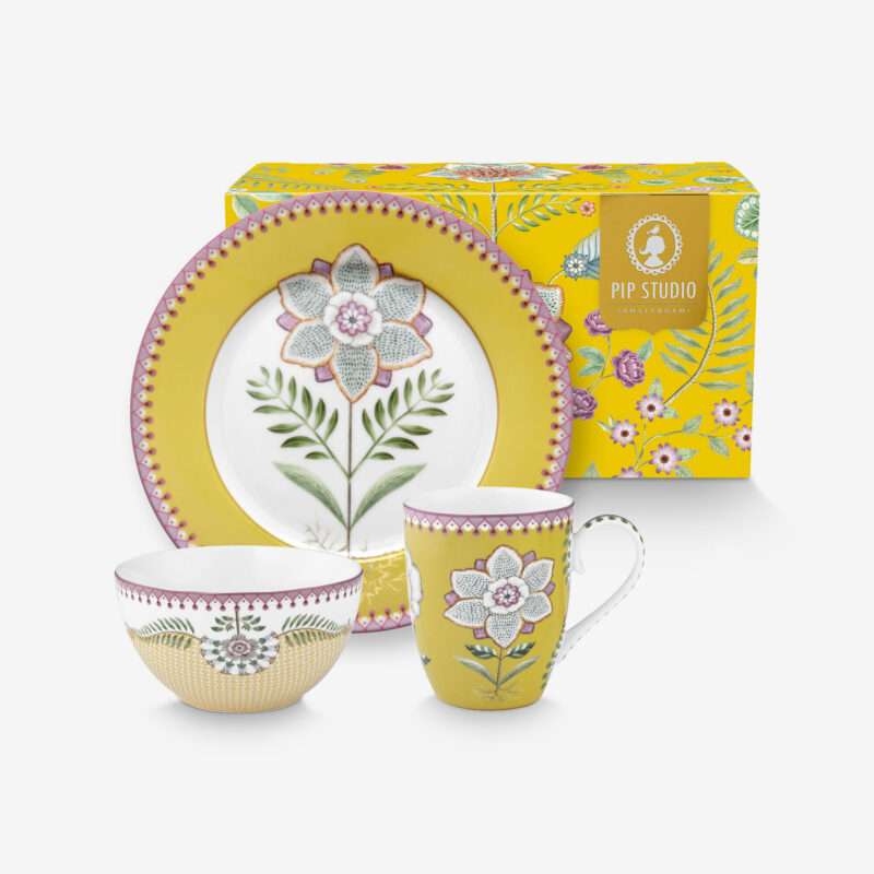 Pip Studio Lily & Lotus Sarı Porselen Kahvaltı Seti 21 Cm