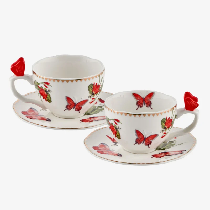 Chiara Alessi Butterfly Kırmızı Porselen Kahve Fincan Seti 120 Ml