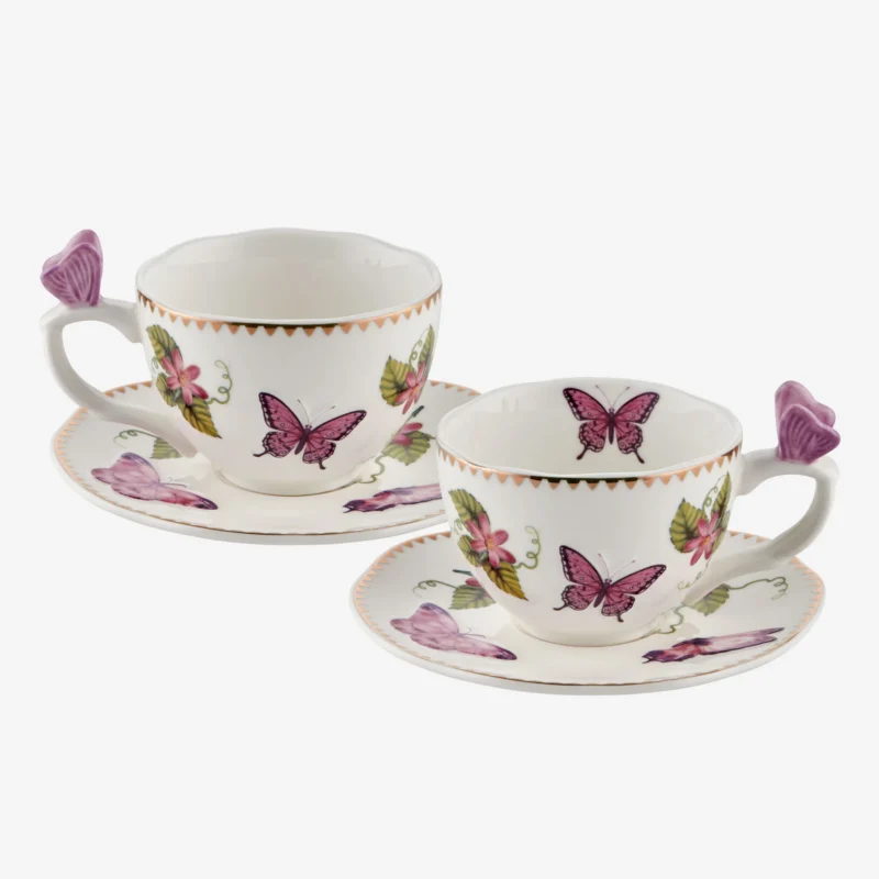 Chiara Alessi Butterfly Mor Porselen Kahve Fincan Seti 120 Ml