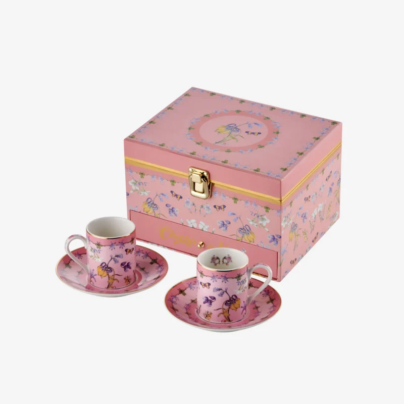 Chiara Alessi Ballerina Pembe Porselen Müzik Kutulu Kahve Fincan Seti 120 Ml