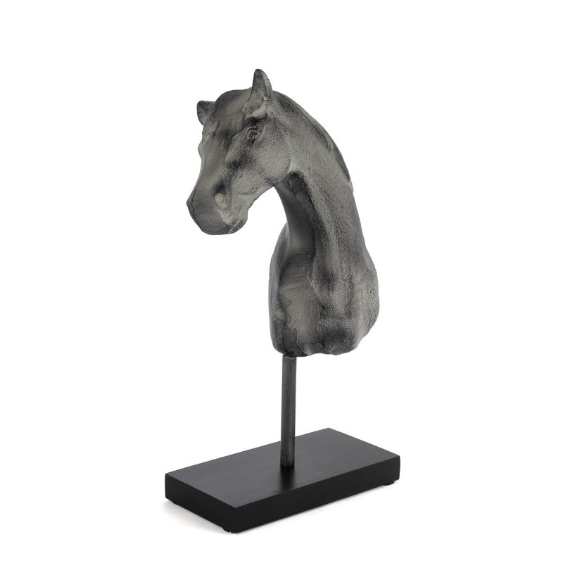Mermer Ayaklı Füme At Kafası Obje 39x23cm