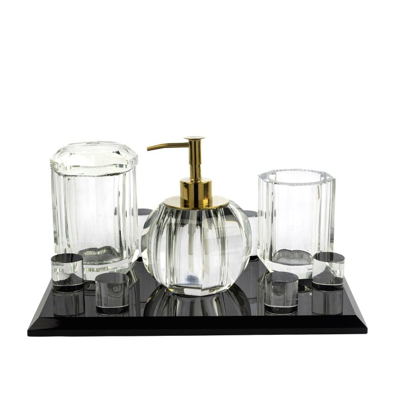 Siyah Clear 4 Parça Banyo Seti 30x21cm