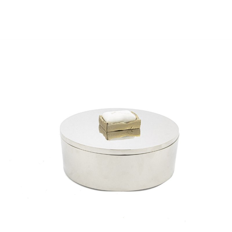 Gümüş Traverten Mermer Kapaklı Kutu 12x7cm