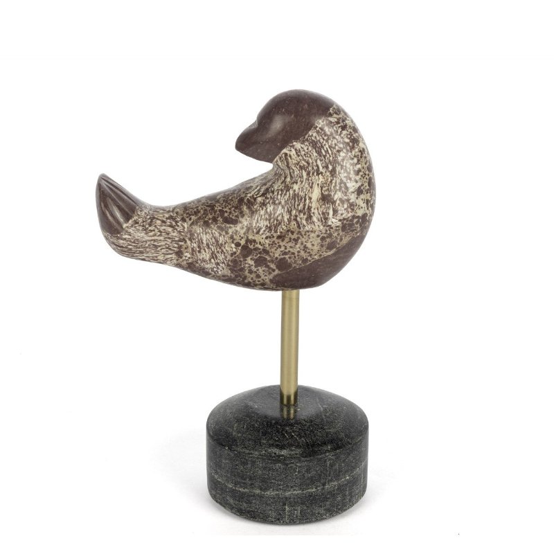 Mermer Metal Çubuk Kuş Obje 14x22cm