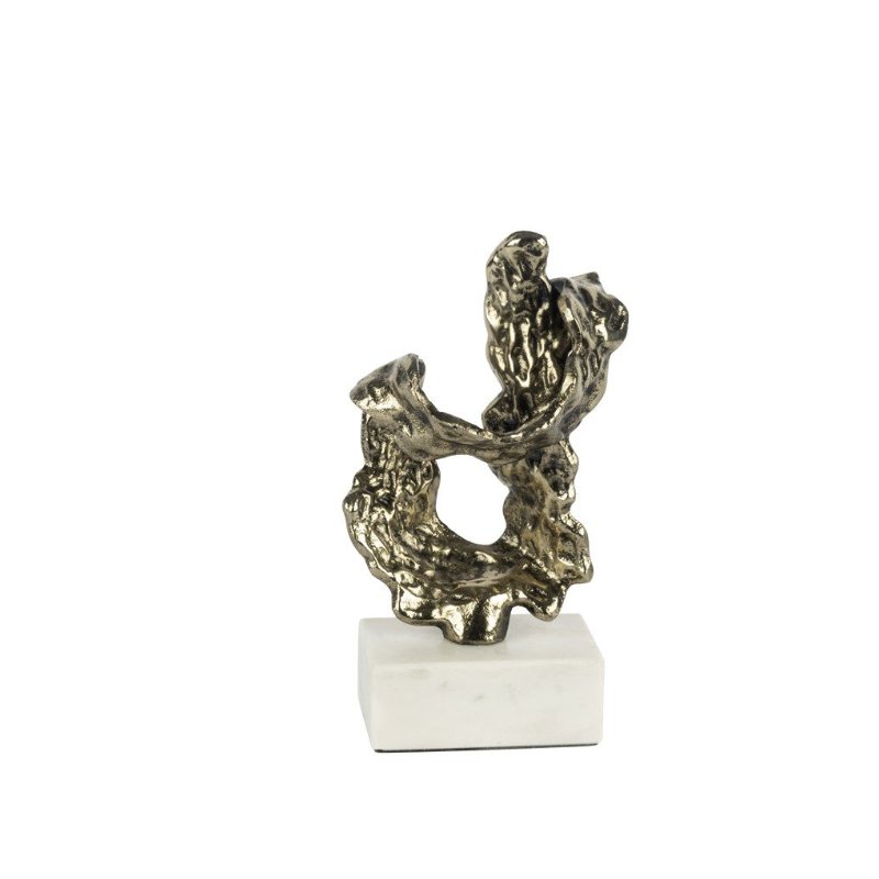 Antik Gold Beyaz Mermer Tabanlı Obje 13x8x23cm