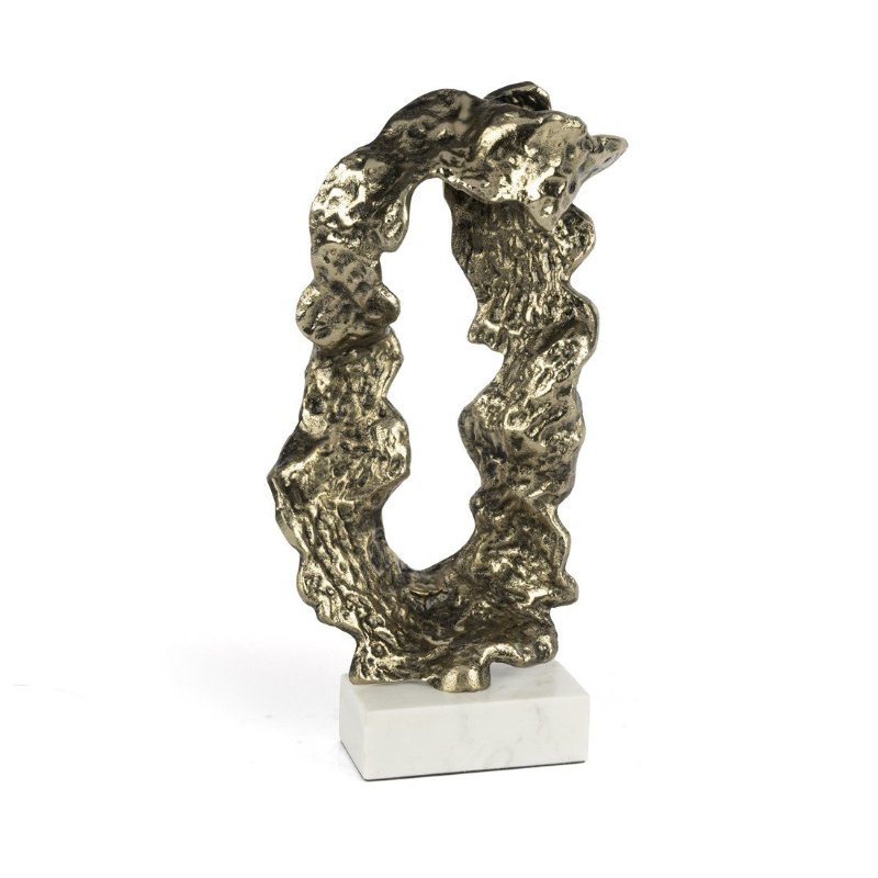 Antik Gold Beyaz Mermer Tabanlı Obje 22x11x38cm