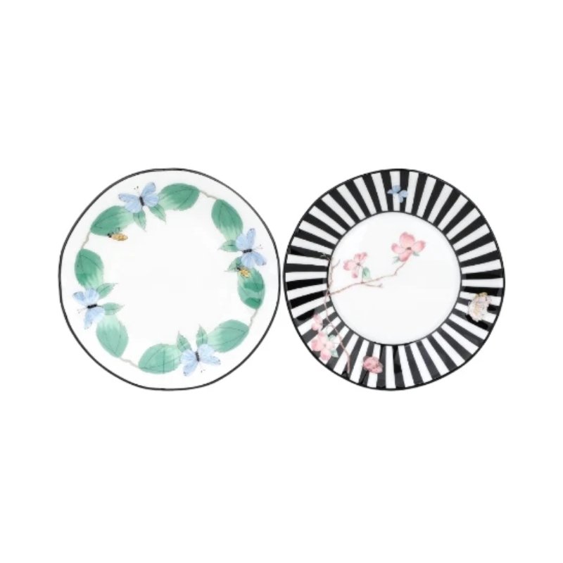 Tea Delight Kaleidoscope 2’li Çizgi ve Yaprak Desenli Sosluk Seti