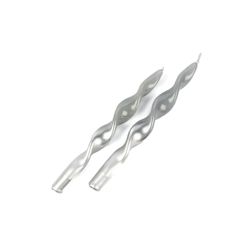 Gümüş 2li Mum 25cm