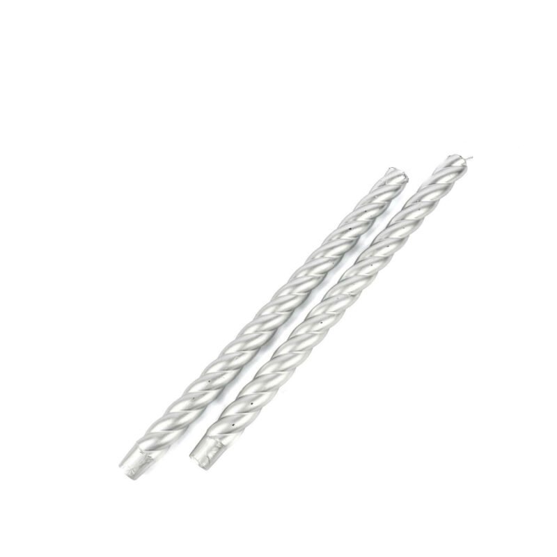 Gümüş 2li Mum 35cm