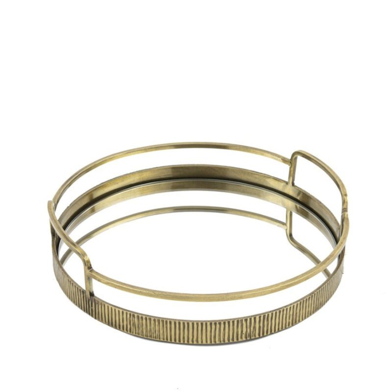 Antik Gold Aynalı Yuvarlak Tepsi 31x8cm