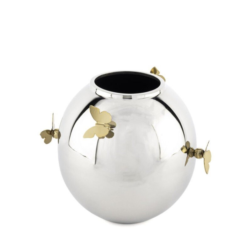 Sİlver Gold Kelebek Vazo 20x17cm