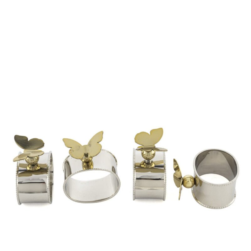 Silver Gold Kelebek 4lü Peçete Yüzüğü